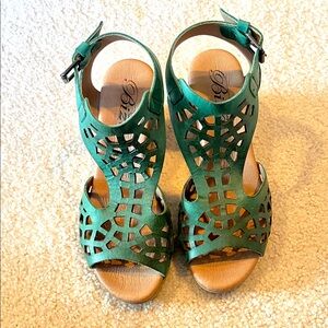 Green Cutout Sandals by Biza
